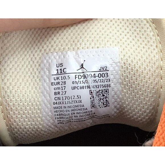 Air Jordan 1 Mid SE GS Black/Orange Suede Shoes Size 11C Youth - Picture 5 of 7